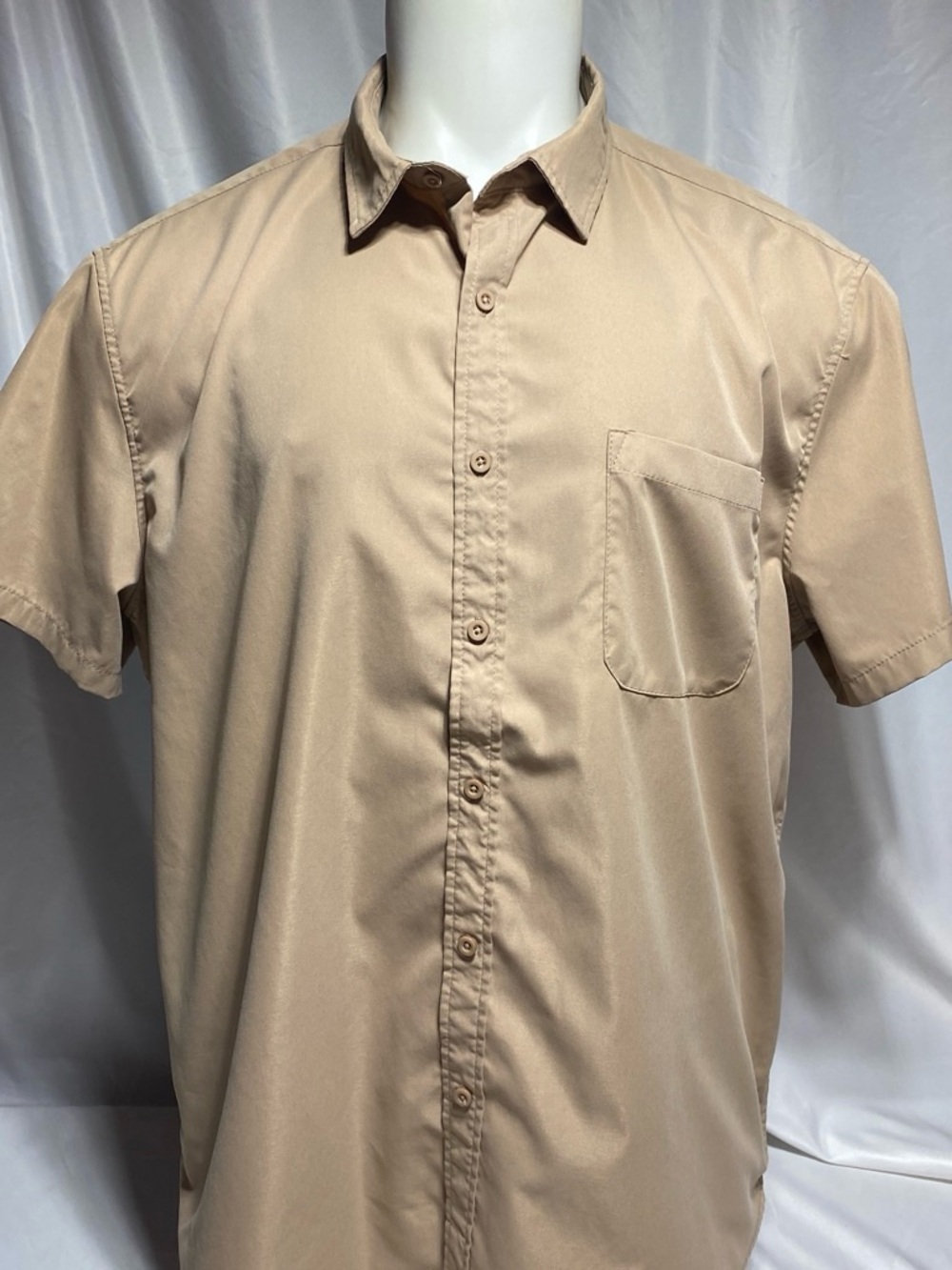 COOFANDY Men's 2XL Tan Khaki Short Sleeve Button Up Shirt Casual